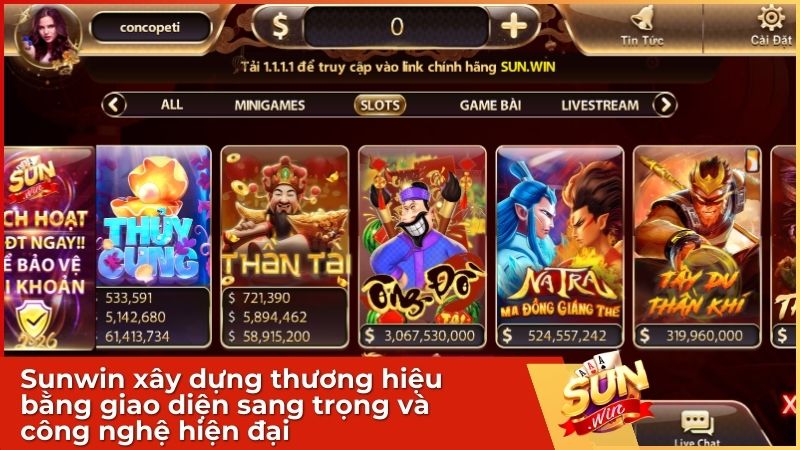 Sunwin xây dựng thương hiệu bằng giao diện sang trọng và công nghệ hiện đại